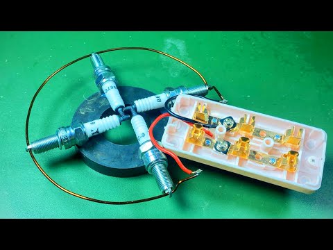 100% New Technology Free Energy Generator Self Running Using Spark Plug With Magnet