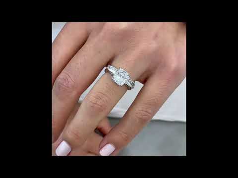 2.6 ct Cushion Cut Diamond Three-Stone Engagement Ring