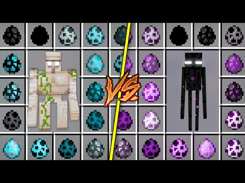 ALL ENDERMAN HEROBRINE EGGS vs GOLEM HEROBRINE EGGS SKELETON ZOMBIE HOW TO PLAY in MINECRAFT Battle