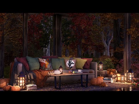 Cozy Autumn Night in the Forest 🌿🍁Relaxing Gentle Rain Sounds And Rustling Leaves For Deep Sleep