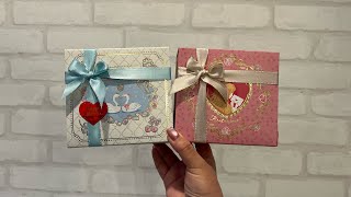 リボンの結び方🎀小さい箱だから、こんな難しい結び方しなくてもいいかもしれない。