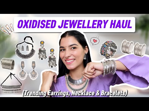 Huge Oxidised Jewellery Haul | Trending Jewellery, Necklace, Earrings, Bangles 🌸