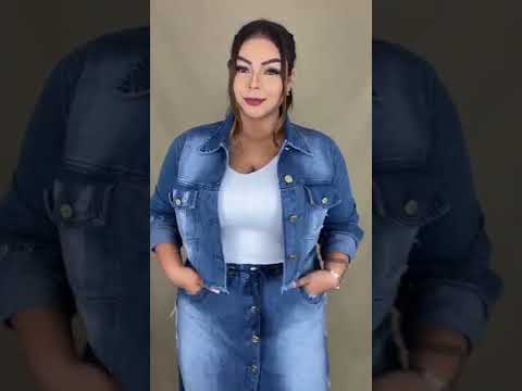 Saia jeans plus size longa