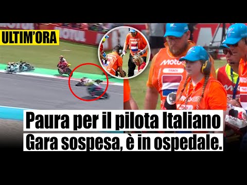 SPAVENTOSO INCIDENTE PER LUCA LUNETTA IN MOTO3 PORTATO IN OSPEDALE E GARA SOSPESA