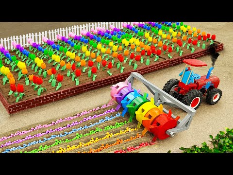 Top most DIY Mini Tractor Plowing & Seeding Machine | Planting Tulip Flower Garden