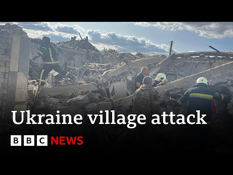 Russian strike on village kills at least 51 people in north-east Ukraine - BBC News