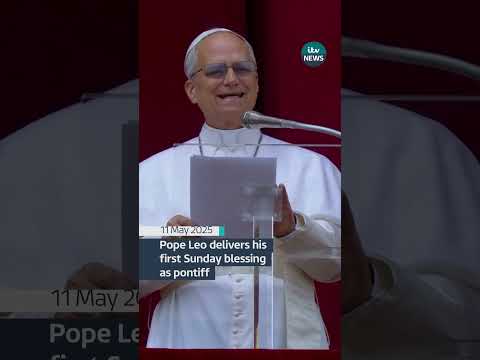 In his first Sunday blessing, Pope Leo called for peace #itvnews #pope #catholic #vatican