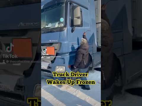 Truck driver wakes up, frozen after snowstorm #news #shorts #joerogan #truck #trending ding