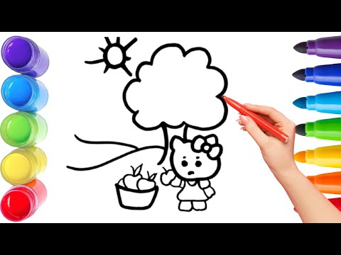 How To Draw cute plant with kitty  Drawing, Painting & Coloring For Kids and Toddlers_ Child Art 🐋🌈🎨