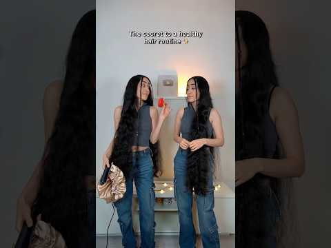The secret to a healthy hair routine✨ #haircare #twins #longhair #hairroutine