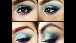 Tutorial de Maquillaje azul y verde neón♡ - YouTube