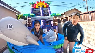 Fiesta  de Mi Primo Y festejo en un brincolin de Agua