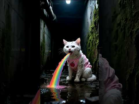 बिल्लू गिरा गंदे नाले में 🙀  #catsoftiktok #cat #cute #aiart #ai #poorcat