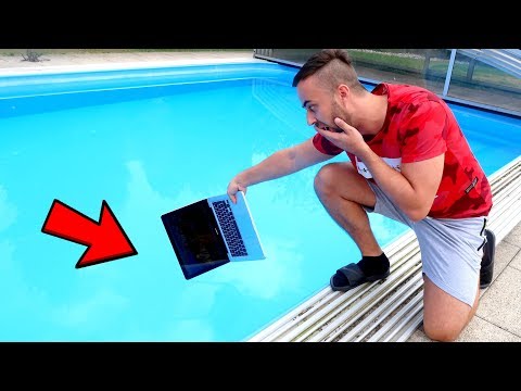 MACBOOK PRO IN OUR SWIMMING POOL PRANK GONE WRONG!!