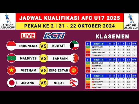 Jadwal Kualifikasi Piala Asia U17 Pekan Ke 2 - Indonesia vs Kuwait - Kualifikasi Piala Asia U17 2024