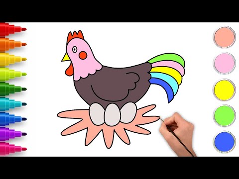 How To Draw A Chicken 🐔| Easy Animal Drawing For Kids | Chiki Art | HooplaKidz How To