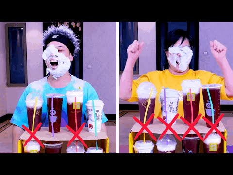 Family Games | Drinking Milk Tea Matching Challenge, So Fun#Funnyfamily #Partygames