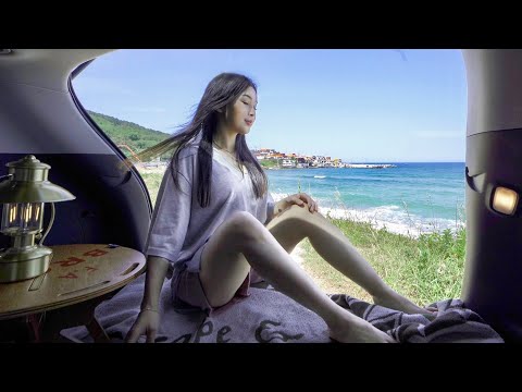 액자같은 풍경의 바다 차박 캠핑 🏖️ 물회 먹고 파도소리 자장가에 꿀잠 🌊 투싼 차박. 솔로캠핑. 캠핑 브이로그.