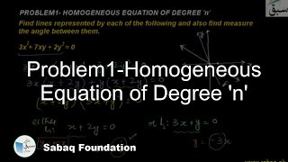 Problem1-Homogeneous Equation of Degree 'n'