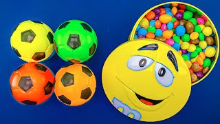 Satisfying ASMR | Container M&M's Full of Skittles Candy Mixing with Magic Soccer Balls & PlayDoh