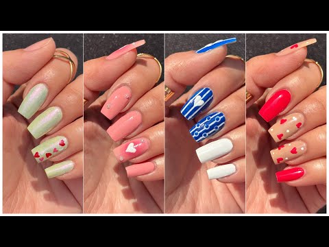 Easy heart nail art designs for valentines day || Nail art for beginners