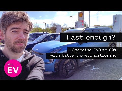 Kia EV9 rapid charge speed: up to 80% on a spring day with battery preconditioning