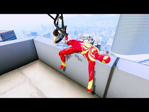 GTA 5 - Iron Spiderman BMX Parkour Jumps (Euphoria Ragdolls)