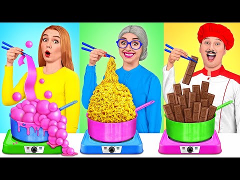 أنا مقابل جدتي في تحدي تحضير الطعام | المأجورون الغذاء مضحك Multi DO Challenge