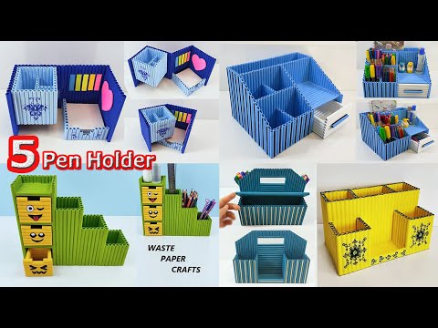 Turn Waste Paper Into 5 Creative and Functional Pen Holders!
