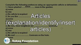 Articles (explanation/identify/insert articles)