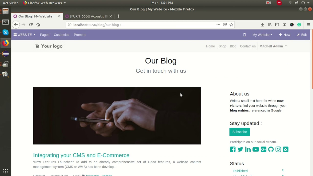 Blog Product Related Odoo | 14.10.2019

About Module: If you want to display related products of the blog or related blog of the product on your website. here it is.