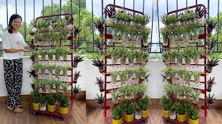 Vertical garden, hanging pots for small gardens  Smart gardening ideas with old things