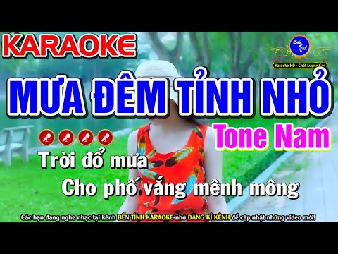 Mưa Đêm Tỉnh Nhỏ Karaoke Nhạc Sống Tone Nam | Bến Tình Karaoke