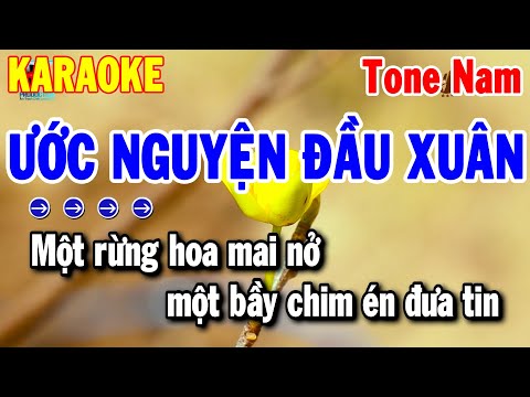 Karaoke Ước Nguyện Đầu Xuân Tone Nam Nhạc Xuân 2025 Dễ Hát | Thanh Hải