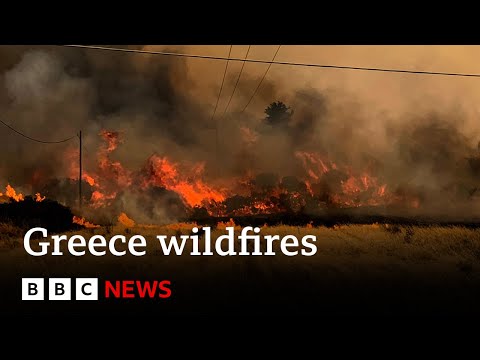 Greece wildfires: Evacuations continue as thousands flee Rhodes - BBC News