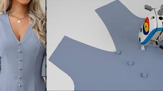How to Sew a V Neck with Buttons | Easy & Classy Sewing Technique