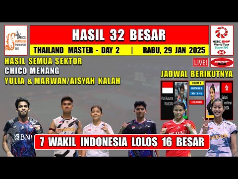 7 WAKIL INDONESIA LOLOS 16 BESAR ~ Hasil 32 Besar Thailand Master 2025 Hari Ini ~ CHICO MENANG