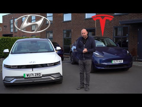 Hyundai Ioniq 5 v Tesla Model Y LR 375 mile race!  Range, efficiency and charge speed head-to-head!