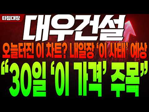 [<strong>대우건설</strong> 주가전망] 오늘터진 이 차트? 내일장 '이 사태' 예상 "29일 '이 가격' 주목" #<strong>대우건설</strong> #대우건설주가 #타점대장
