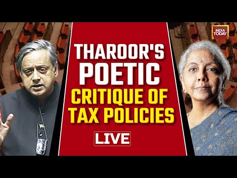 Shashi Tharoor Parliament Speech LIVE: Tharoor's Witty Tax Rhyme Tagets Modi Govt | Rajya Sabha