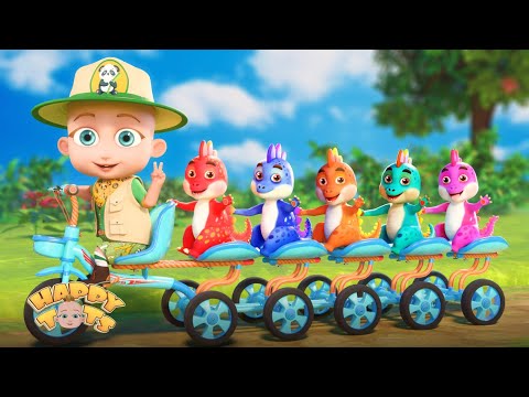 Five Little Dinosaurs | Nursery Rhymes & Kids Songs | Happy Tots