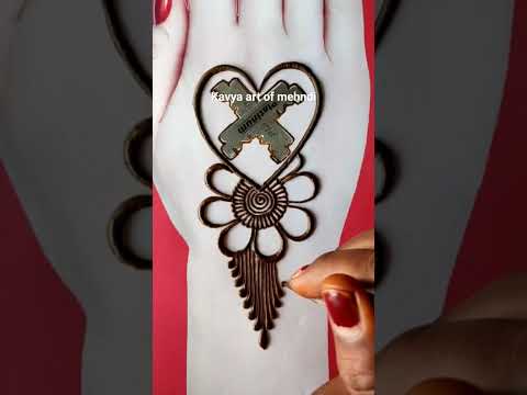 Beautiful heart shape mehndi design using blade || #video#new#kavya#mehndi#shorts