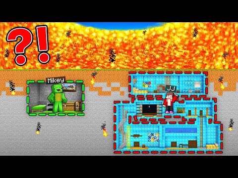 Mikey TINY & JJ GIANT Bunker vs LAVA TSUNAMI in Minecraft (Maizen)