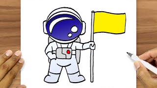 How To Draw Astronaut Standing On The Moon | Drawing Of Astronaut