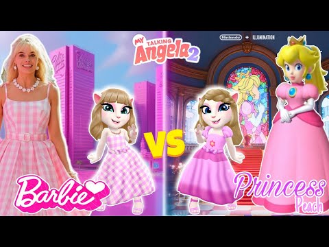 My Talking Angela 2😻 || Barbie vS Princess Peach || New Update || Cosplay