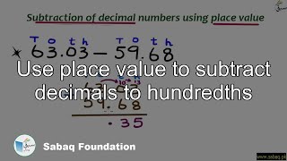 Use place value to subtract decimals to hundredths