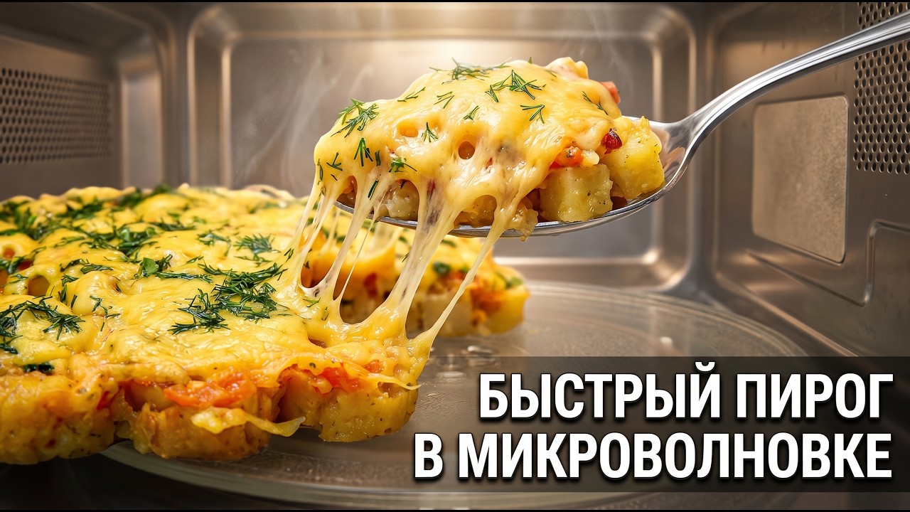 Альтернатива бутербродам пицца - быстрый пирог в микроволновке. Легкие закуски на скорую руку.