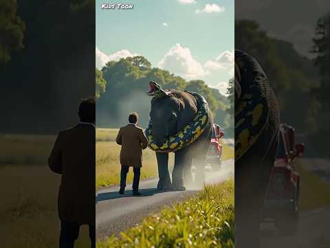 Brave Man Saves Elephant From Giant Python | Unbelievable Rescue Moment! #shortsfeed #shorts