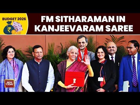 Finance Minister Nirmala Sitharaman Arrives With Digital Budget In Kanjeevarama Saree