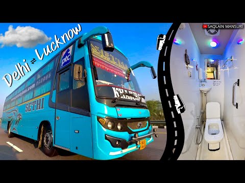 Delhi To Lucknow Bus Journey 🛣️ Washroom OnBoard 😲 PTC SKY BUS ❤️‍🔥 Expressway Night Driving